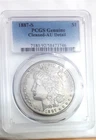 1887-S,   PCGS  Morgan Silver Dollar, AU Condition, Cleaned, Low Mintage