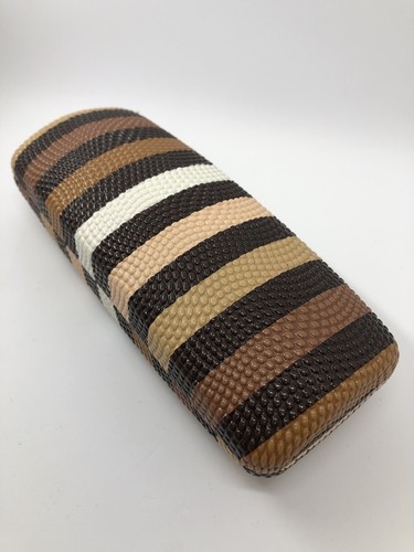 Purchase this Brown Striped Hard Clamshell Eyeglasses Case - tactile texture ! - Picture 2 of 8