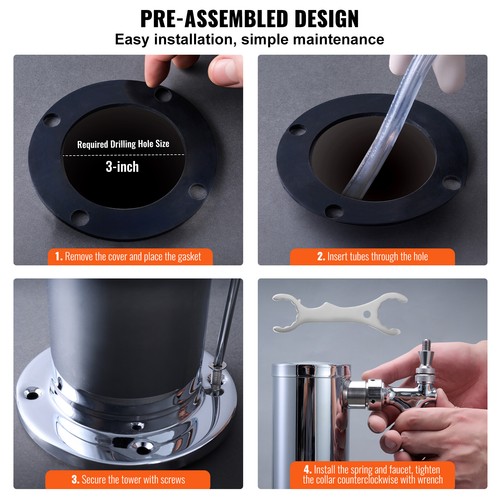 VEVOR Dispenser Birra alla Spina Triplo Rubinetto Spillatore Birra Acciaio Inox - Imagen 6 de 12