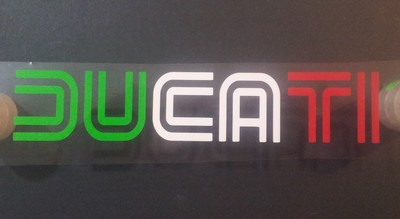Ducati Double line retro TRICOLOUR sticker//decal 260mm x 55mm