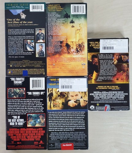 VHS Video Tapes Set Lot of 5 War Mystery Adventure Action Movies Denzel Damon - Picture 7 of 11