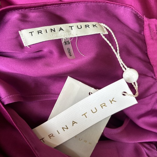 NWT $298 Trina Turk Terrestrial Dress Sz XS 2 4 Fuchsia Pink Mini LS High Neck - Picture 11 of 15