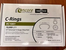 C-RINGS 3/4" 15ga GALVANIZED STEEL Sharp point strips of 100 COLLATED 15G100