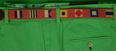 Tucker Blair x Sperry Top-Sider Hand-Needlepoint (16) Signal Flag c2010 Ack Belt