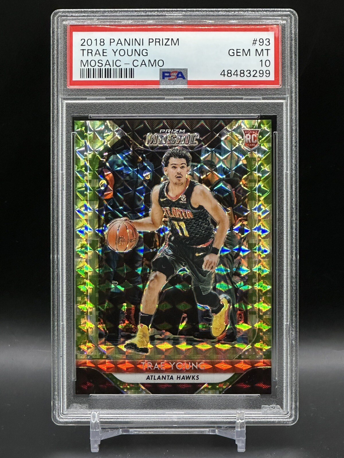 2018-19 Prizm Mosaic Trae Young Camo Refractor Rookie RC /25 PSA 10
