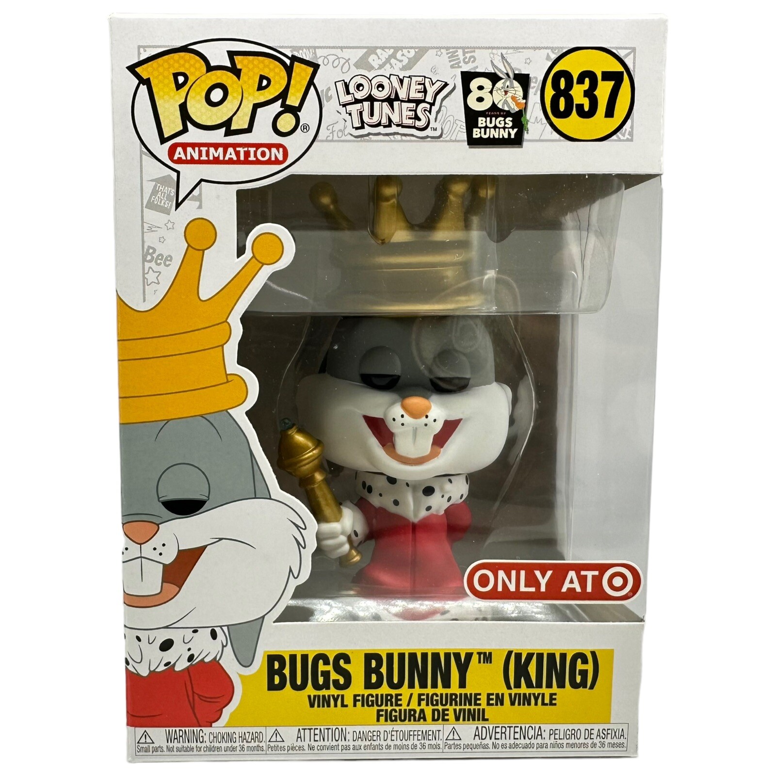 Funko Pop! Animation Looney Tunes 80Th King Bugs Bunny #837 Target Exclusive New
