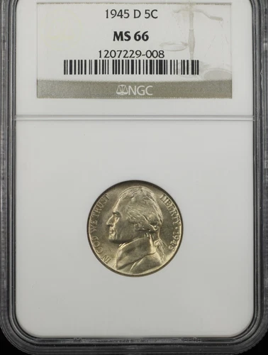1945-D JEFFERSON WAR NICKEL 5C NGC MS66 - SILVER WAR NICKEL (P0564)