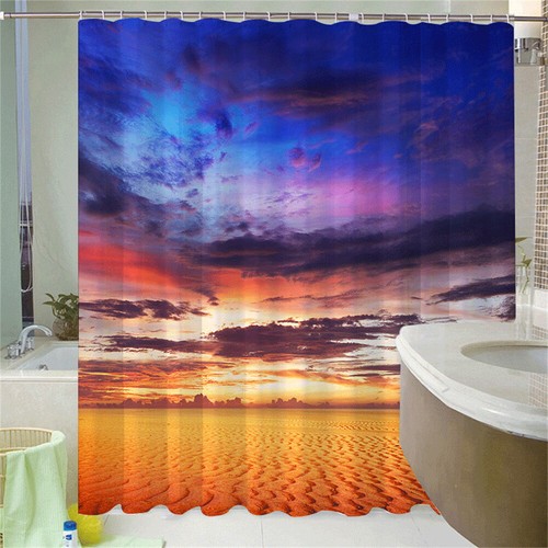 Extra Long Seaview Forest Shower Curtain Waterproof Polyester Bathroom Curtains - Picture 17 of 37