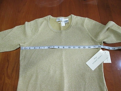 Nuevo con etiquetas Suéter Laura Ashley Dorado Metálico Mujer Talla PS Pecho 33 Manga 3/4 24548 - Imagen 6 de 6