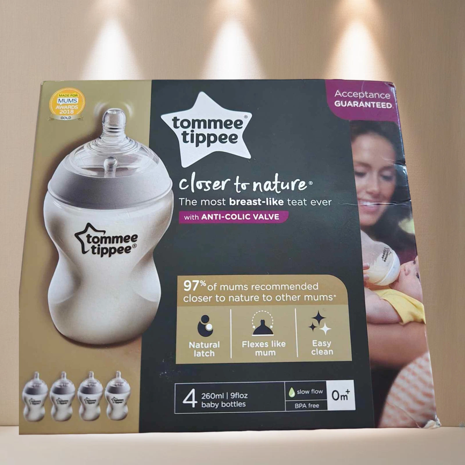 Tommee Tippee Closer to Nature Baby Feeding Bottle Set - 260ml New Anti Colic