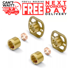 Brass Shower Fixing Kit Plates (Pair) with 3/4 Connections - Wall Mounted