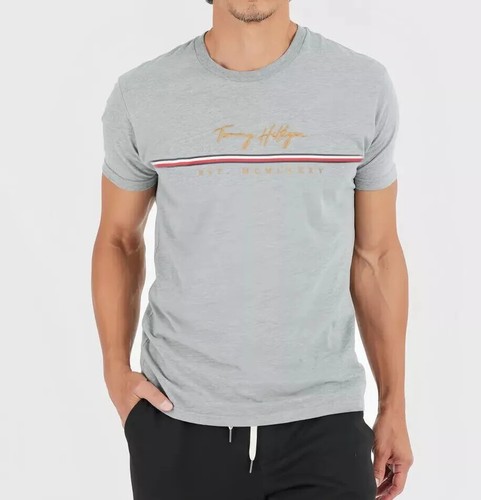 NWT Tommy Hilfiger Men's Regular Fit Signature Stripe Short Sleeve T-Shirt Tee - Picture 3 of 7