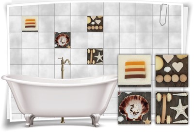 Fliesenaufkleber Fliesenbild Badutensilien Wellness SPA Aufkleber