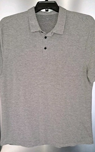Men's LULULEMON Evolution Polo Short Sleeve Shirt in Light Grey Size XL