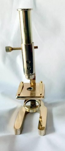 Antique Vintage Solid Brass Microscope Student Microscope 7 Inches Shiny Brass - Picture 5 of 8