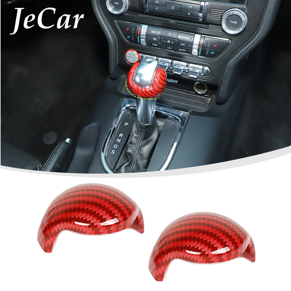Red Carbon Gear Shift Knob Decor Cover Trim for Ford Mustang 2015+ Accessories