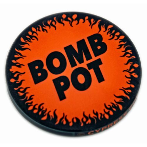 POKER BOMB POT BUTTON - Texas Hold 'Em Heimspiel Zubehör orange + schwarze Flammen - Bild 2 von 5
