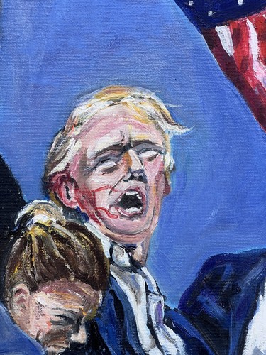 Trump Icónico Asesinato Attemp Lucha Original MBollen Pintura al óleo Arte Trump - Imagen 7 de 12