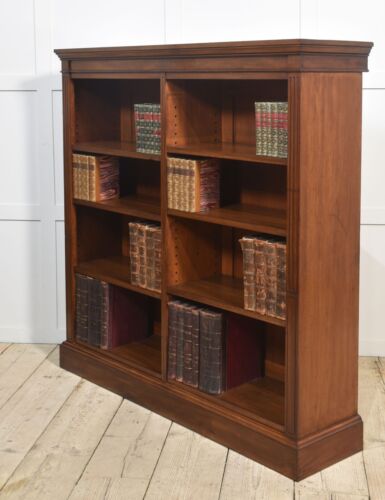 Antique Mahogany Open Bookcase – Adjustable Shelves, Plinth Base, 19th Century - Picture 4 of 10