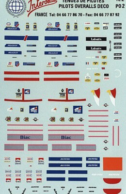 Piloten Overall 2 Decal Naßschiebebild Abziehbild 1//43 TE2 140x90 mm
