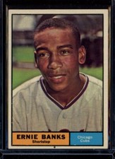 1961 Topps #350 Ernie Banks Lt. Back Wrinkle PD at bottom VG LOOK!