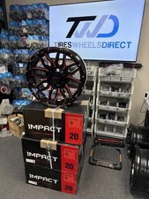 Set of 4 20'' Inch Impact Off-Road 819 Wheel 20x10 6X139.7 ET -12 black with red