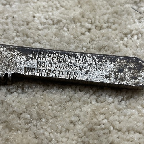 5-1/2" VINTAGE No. 3 JUNIOR WAKEFIELD BICYCLE WRENCH Worcester, Mass. PAT PEND - Picture 8 of 9
