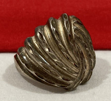 Vintage 925 S Signed Sterling Silver Etched Scalloped Dome Band Ring SIZE 7