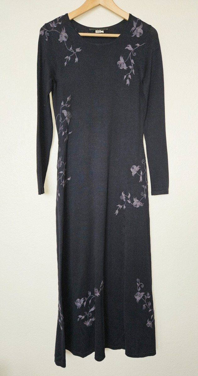 Peruvian Connection Dusk Sky Embroidered Pima Cotton Dress Size