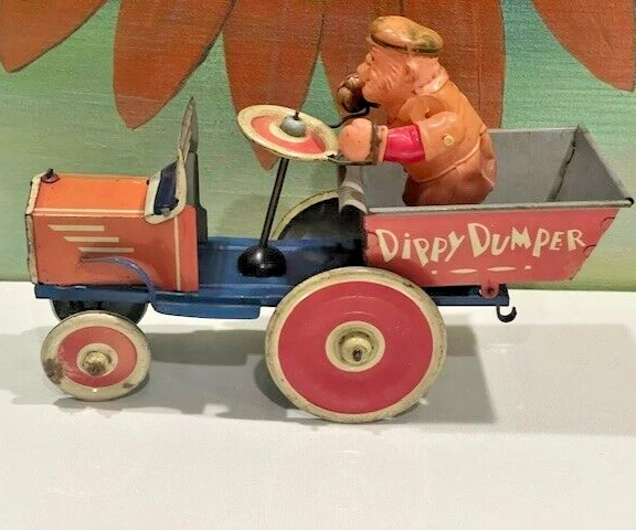 1110 - ¡Antiguo juguete volquete Marx Wind Popeye Dippy de 1930 raro! Excelente estado Foto 3 de 4