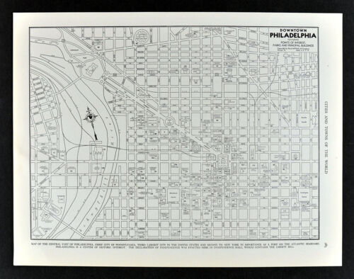 1938 Rand McNally Map Philadelphia City Plan Pennsylvania Downtown Penn Square - Picture 1 of 2