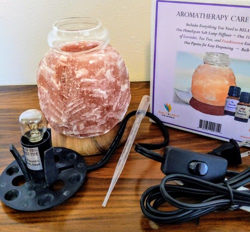 Essential Oil Diffuser Salt Lamp with Cedarwood Aromatherapy Nature Spa Gift - Picture 2 of 10