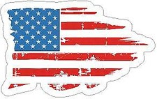 Tattered Waving American Flag Vinyl Decal Sticker American United States