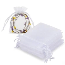 100pcs White Organza Jewelry Bags Drawstring 3 x 4 inch Little Mesh Gift Pouc...