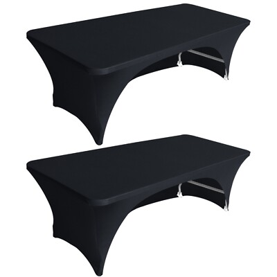 Eurmax USA Rectangular Fitted Tablecloth Spandex Table Cover Open Back,2 Pack