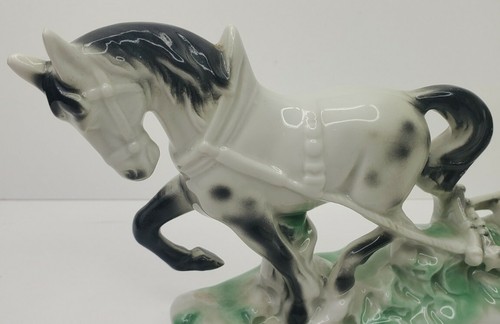 Vtg Ebeling & Reuss Co Erphila German Porcelain Man Farmer Plow Field Work Horse - Picture 2 of 11