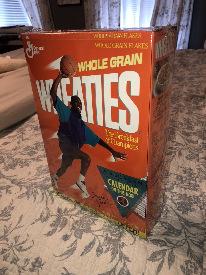 1991 Michael Jordan Wheaties Air Jordan Flight Club Calendar on box 1991 Michael Jordan Wheaties Air Jordan Flight Club Calendar on box