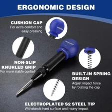 WORKPRO 5" Automatic Center Punch for Metal with Cushion Cap, Metal Punch Tool