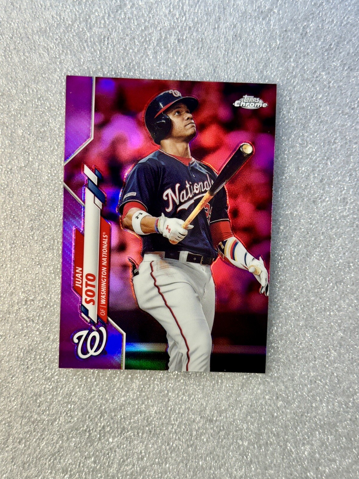 Juan Soto 2020 Topps Chrome Pink Refractor No. 12 Washington Nationals