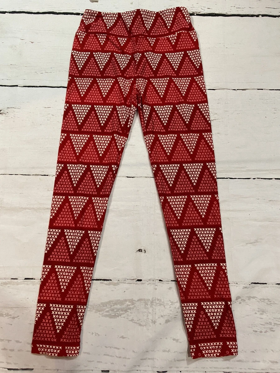 Lularoe Leggings OS Womens Pink and Red Hearts Valentines Day Love Cupid  XOXOXO