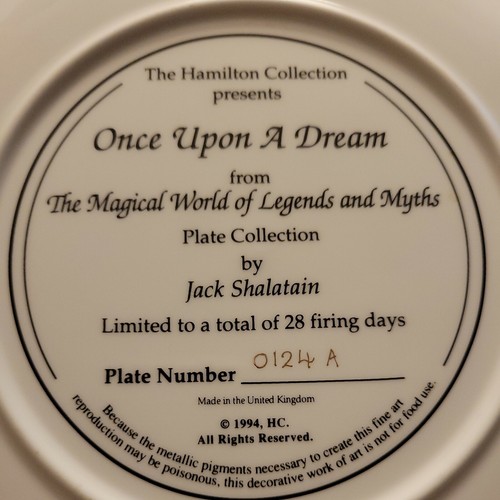 Vintage- Hamilton Collection "Once Upon A Dream" Plate Unicorn by Jack Shalatain - Picture 5 of 5