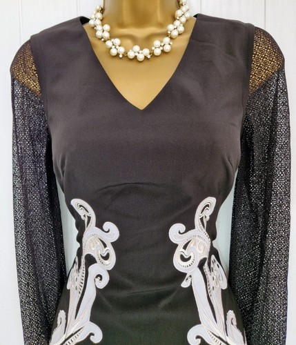 Karen Millen BNWT Black Applique Wiggle Pencil Occasion Dress UK 10 RRP £215 - Picture 7 of 15
