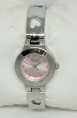 Ladies L.E.I. Life Energy Intelligence Silver Tone Pink Dial Analog Watch E9