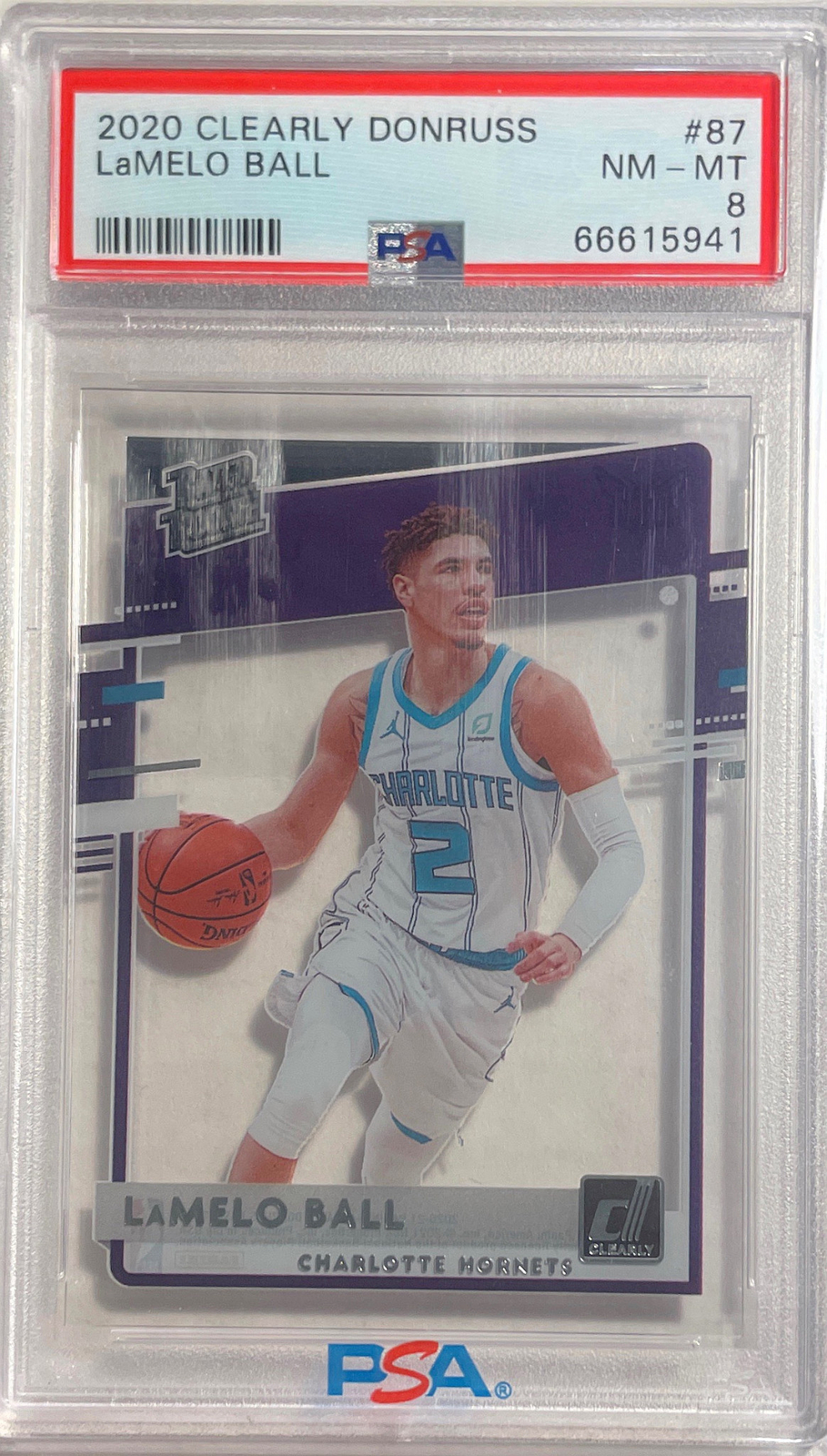 LAMELO BALL 2020-21 PANINI CLEARLY DONRUSS TRUE ROOKIE RC #87 PSA 8