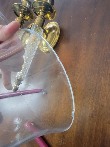 Pair Of Vintage Brass And Clear Glass Sconces For Candles -Royal Regency- Large - Picture 14 of 15