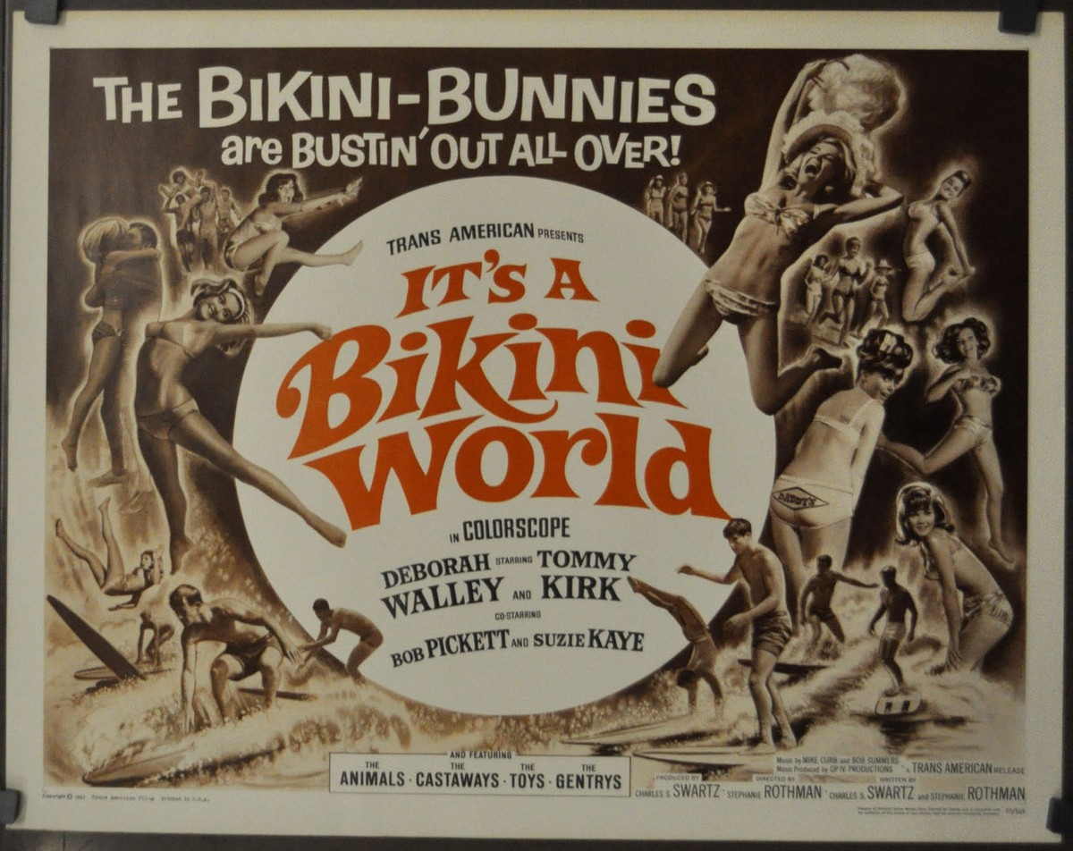 IT'S A BIKINI WORLD 1967 ORIGINAL 22X28 MOVIE POSTER DEBORAH