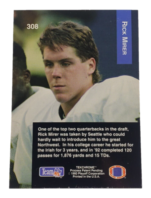 1993 Playoff Football Rick Mirer RC #308 Seattle Seahawks Rookie