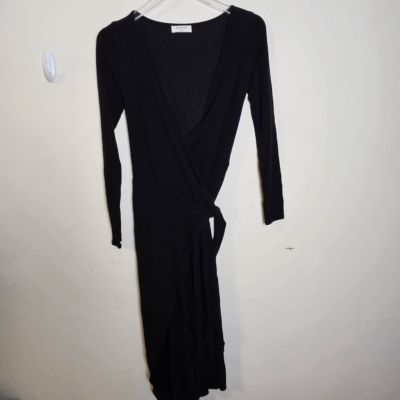 Babaton Artizia Gaudi Matte Long Sleeve Wrap Dress Style RSC1-8644-10  Women's Bl | eBay