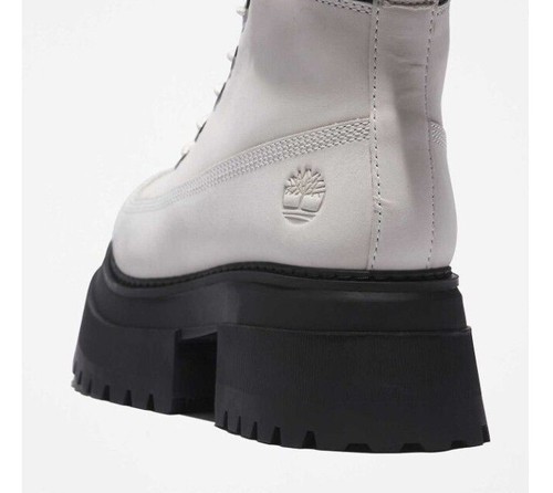 Timberland Sky Platform stivali grossi stringati bianco marrone 9,5 e 8 punta tonda donna - Foto 6 di 36