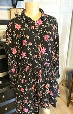 Free People Combo Dress Mini Black Size S Floral Long Sleeve Lined Tie NWTS brcn